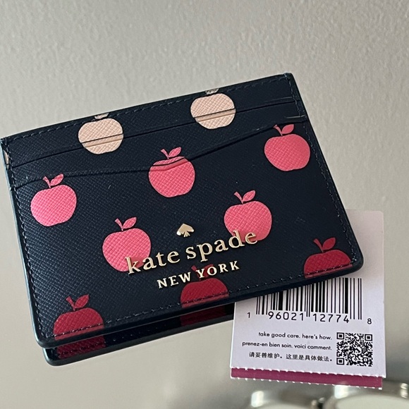 Kate Spade ♠️ apple print small cardholder wallet NWT fall accessory leather - Picture 1 of 4